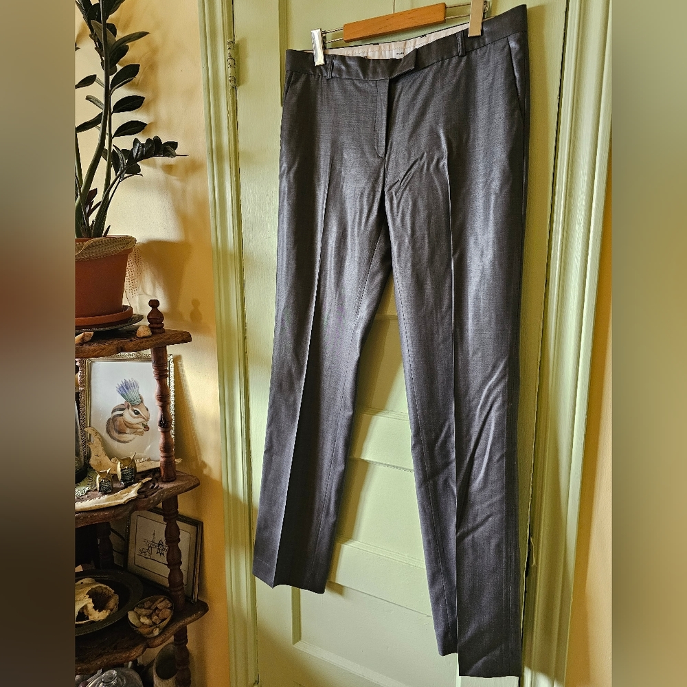 Virgin wool grey silver tailored dress pant trousers